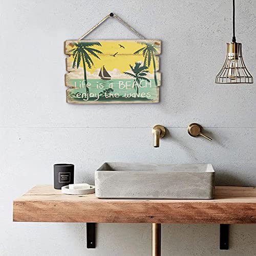 Wood Beach Decor Bathroom Wall Decor of Beach Sign Plaque Beach Wall Decor Bathroom Beach Decor Size 8x12 Inches Wall Decorations - Image 3