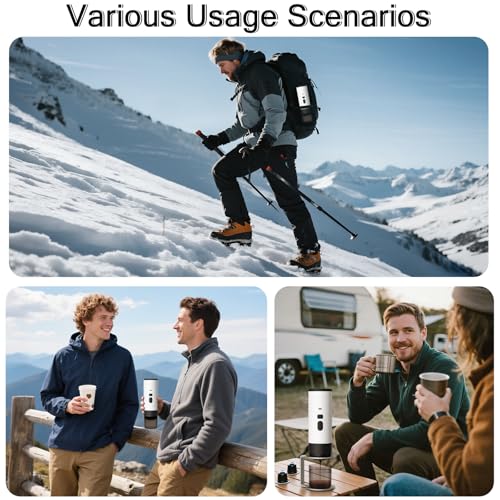 Image of Portable Espresso Maker, 15-Bar Travel Coffee Machine with 7800mAh Battery, Self-Heating, Compatible with Ground Coffee & NS Capsules for Camping /RV /Office /Hiking