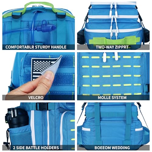 Image of Military Tactical Backpack 45L /25L 3 Day Assault Pack Molle Daypack Hiking Backpack for Men and Women (Blue-Yellow, 45L)