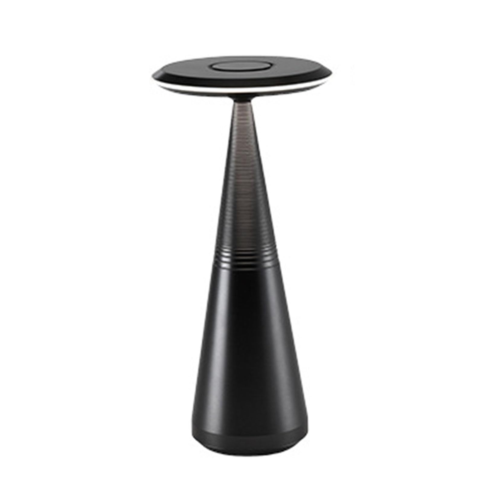 LAI HO Touch Control Dimmable Table Lamp,Metal LED Battery Operated Portable Light, 3 Colour Stepless Dimming,Cordless Lamp for Restaurant Couple Dinner Bedroom Bar KTV (Black)