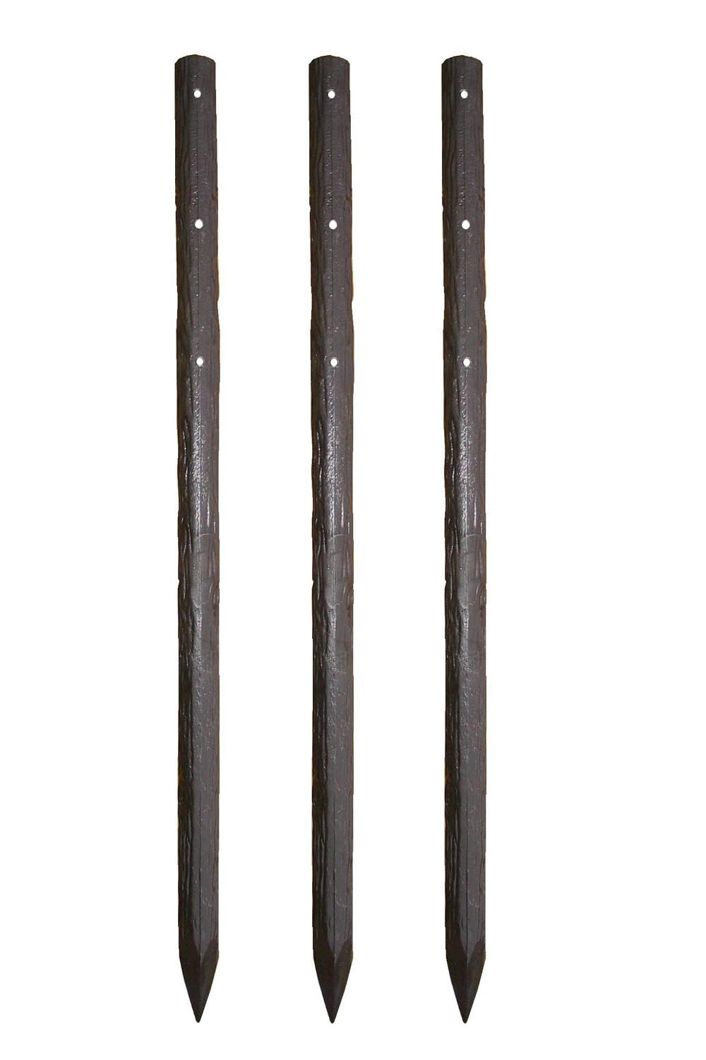 大研化成工業 樹脂製擬木杭 80φ×1800mm・ダークブラウン・穴あり(G-8018DB-A)・3本セット