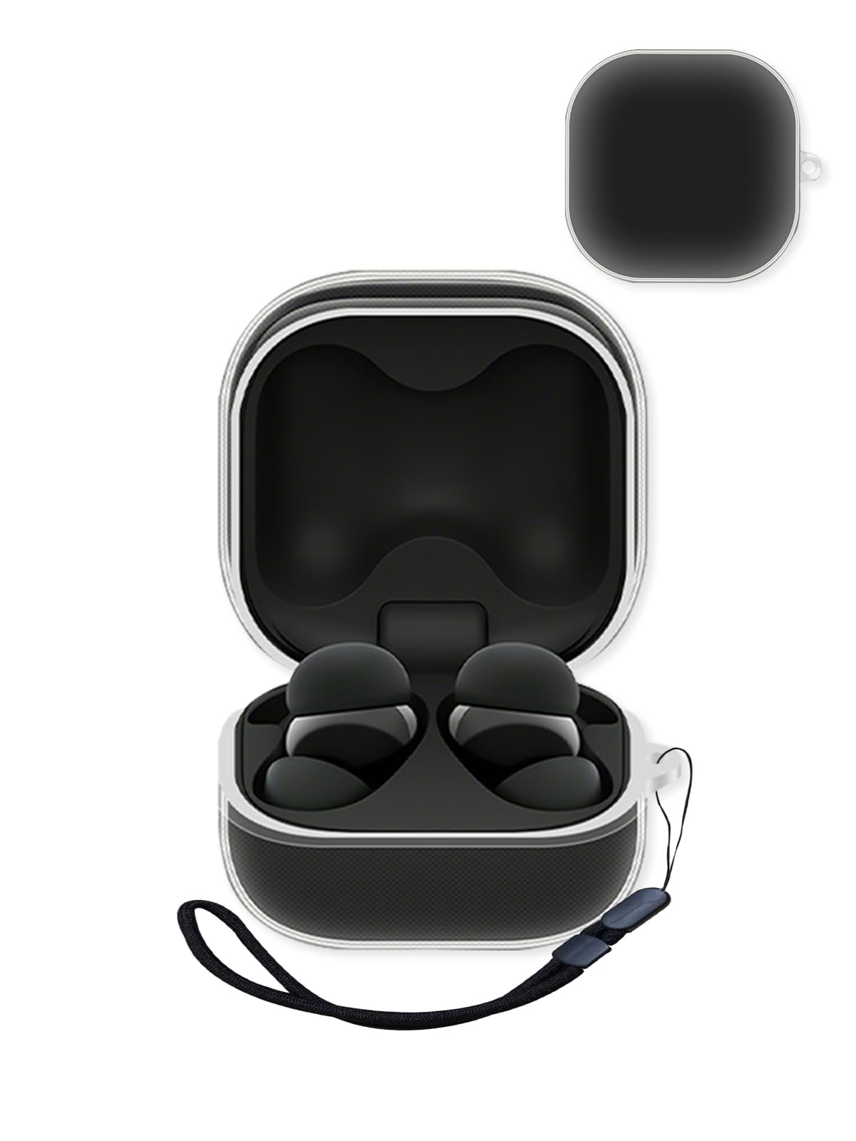 Compatible with Sony LinkBuds Fit Earbuds，True Wireless Noise Cancelling Earbuds,Clear Soft TPU Full Body Shockproof Protective Cover with Lanyard,