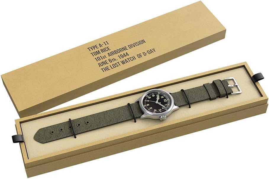 PRAESIDUS - A-11 Service Watch, Mens Automatic NH-35 Movement Self-Winding Mechanical Wrist Watch | Assembled in The USA | Military Watch Tom Rice A-11 (42mm) Black Dial / Green Strap