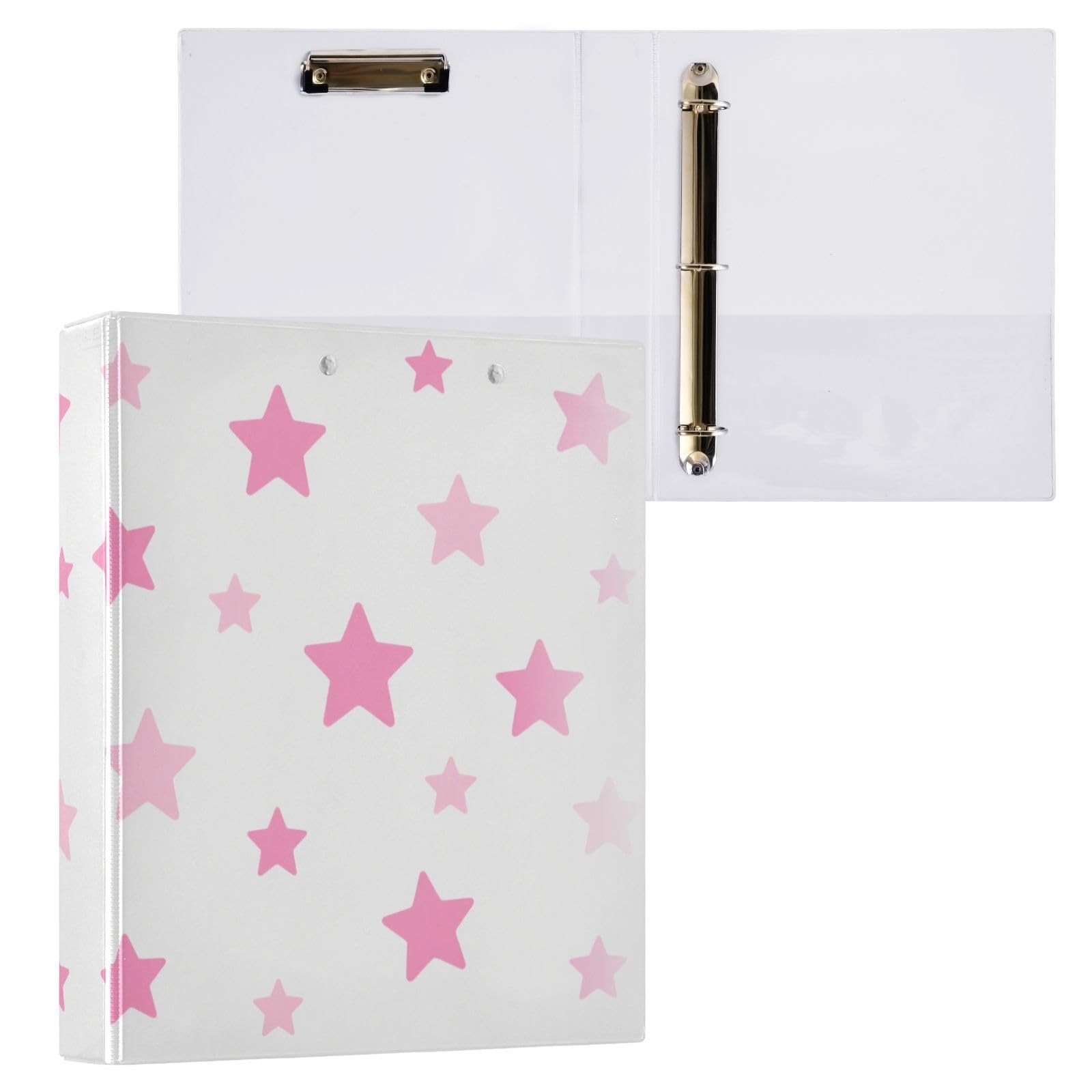 Classeurs 3,8 cm pour l'école rose étoile