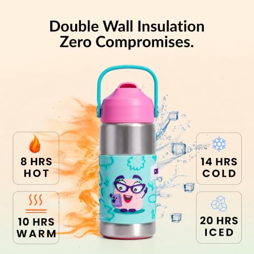 Image of Rabitat Insulated Water Bottle Stainless Steel Kids 410ml | 20 Hours Hot & Cold | School Bottle for Boys & Girls | Leakproof, BPA Free, Food Grade SS304 | 2 Year Warranty | Chatter Box