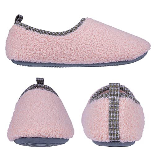 Shevalues Cozy Ballerina Slippers For Women Memory Foam Indoor Wide Slippers For Swollen Feet, Pink Size 7.5-8.5 Wide #TOP2