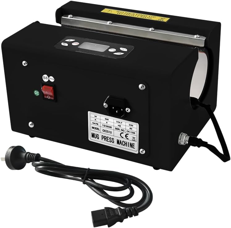 Prensa Térmica para Tazas AGH, Compatible 11-30 oz, 200°C, 110V, Negro