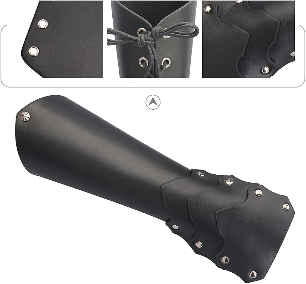 Miniatura 2 de Jeilwiy Brazaletes de cuero medievales de Viking Bracers brazalete de cuero para hombres y mujeres paquete de 2