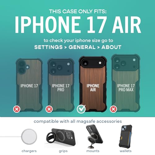 Image of Smartish iPhone Air MagSafe Case - Gripzilla Protective Magnetic Case for Men [Rugged + Tough] Military Grade Heavy Duty Grip Armor - Drop Tested for iPhone Air - Walnut Woods