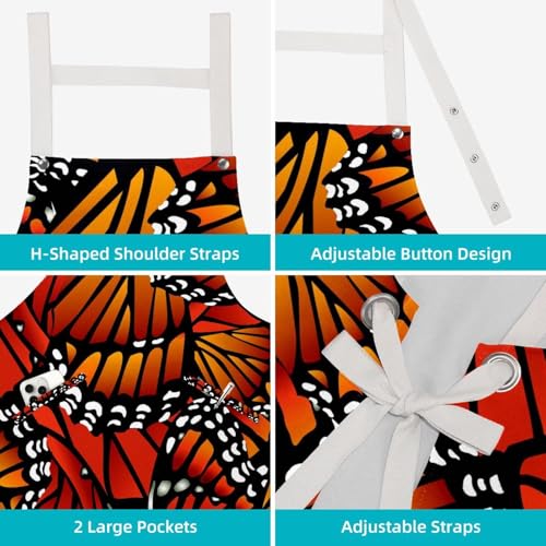 Tabliers de cuisine ailes de papillon multicolores avec broches - 4