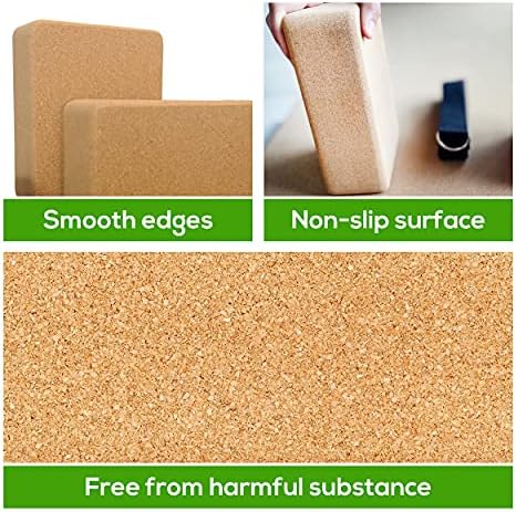 Jevalma Cork Yoga Blocks Set of 2 - Natural Cork Pair of Bricks for Yoga or Pilates Perfect for Holding Poses, Improving Flexibility and Wellbeing