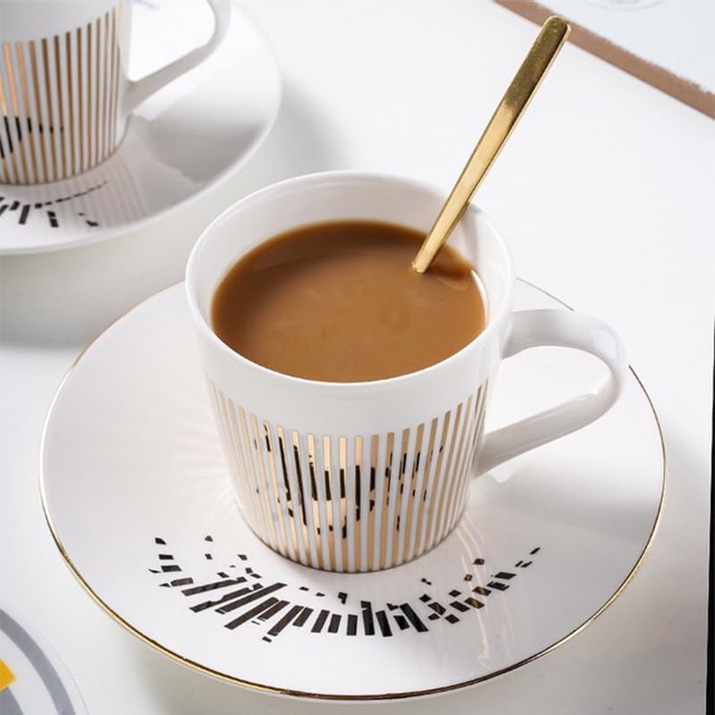 Tazze Caffe Tazze Bicchieri for la casa Tazza anamorfica in ceramica creativa Tazze da caffè Set da tè Regalo interessante Tazzine Caffe(Color:Crane Gold-01)