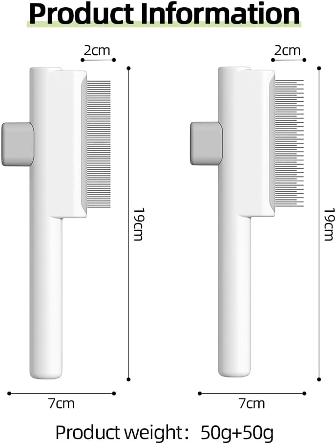 Marchul 2Pcs Cat Comb Dog Combs Set, Self-Cleaning Flea Comb for Cats and Dogs, Cat Grooming Brush with Release Button and Stainless Steel Metal Round Teeth for Removing Matted & Loose Fur, White 6 51eiPd7O0+L. AC SL1000