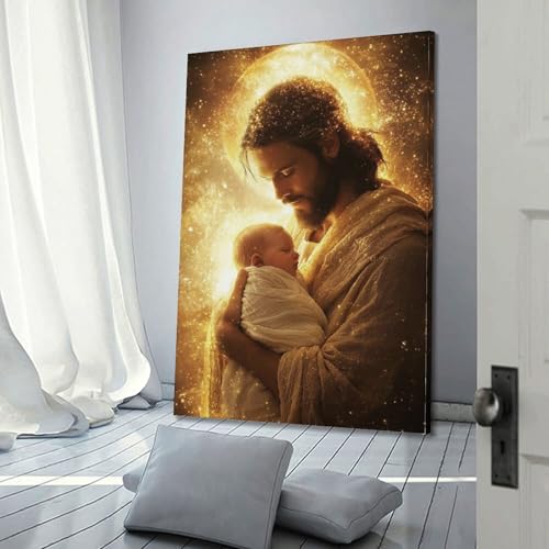 Poster chrétien Jésus toile 30x45cm cadre tableau décoratif