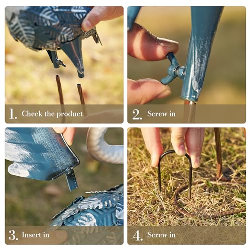 Décorations d'oiseaux pour pelouse statues de héron en métal ciselé 66cm - 6