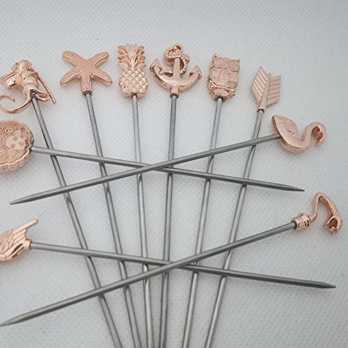 Llhdkf 10 Pcs Stainless Steel Martini Picks Cocktail Picks Martini Sticks Reusable Garnish Skewer Party Decorative Toothpicks For Drinks Appetizers Olives Fruits Barbecue Snacks (Rose Gold) #TOP2