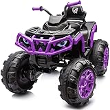 Hikiddo Shark Kids ATV 4 Wheeler, 24V 4WD Electric ATV Ride On Toy for Big Kids, 4X200W Motor, 5.6Mph Max Speed - Purple