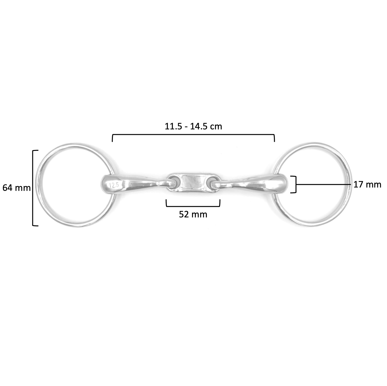 ES0091 Gebiss Pelham Doppelt Gebrochen aus Edelstahl Gebissstärke 15 mm (14.5 cm)