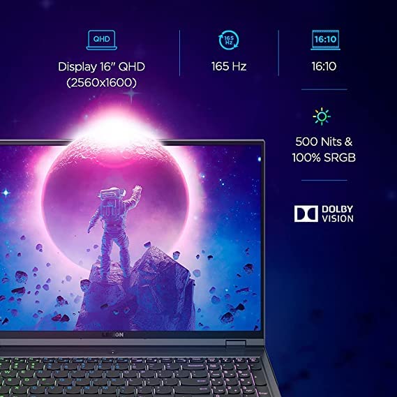 Image of (Refurbished) Lenovo Legion 5 Pro AMD Ryzen 7 5800H 16 inches QHD IPS 500Nits Gaming Laptop (16GB /1TB SSD /Windows 10 Home /RTX 3060 6GB,max TGP 130W /165Hz /Grey /2.45Kg), 82JQ0062IN