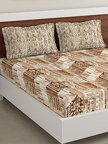 Image of DDECOR - Jasper 100% Cotton Double Bedsheet with 2 Pillow Covers, Brown