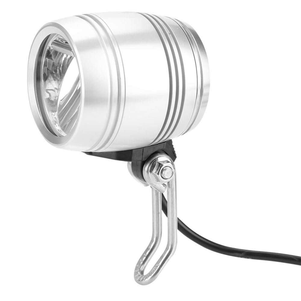 Phare avant de vélo en alliage d'aluminium avec klaxon – Lumière avant et klaxon de sécurité 2 en 1 pour vélos de 24 V-48 V, support de guidon compact, luminosité 5 W 100 lm, câble de 1,5 m