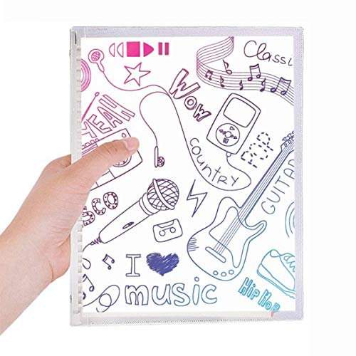 Carnet à feuilles en spirale rechargeable motif musique cahier de notes A5 rigide