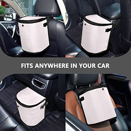 Image of Wudan Small Car Trash Can Blush Pink Accessories for Garbage Storage Organizer with Lid Waterproof Portable Auto and Truck Interior Seat Bin