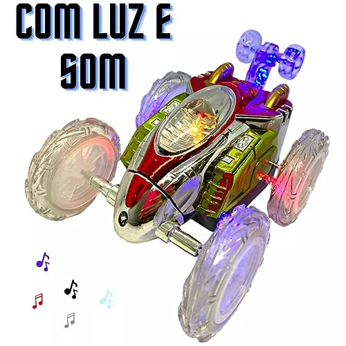 Carrinho Maluco Controle Remoto Gira 360° Com Luzes Led Da Cambalhota Iluminação Colorida Super Lega