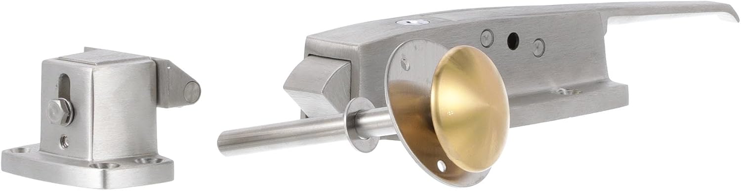 1/8 to 3/8" Offset Stainless Steel Heavy Duty Walk-in Cooler Door Safety Latch with Lock, Strike, Gaskets and Inside Release