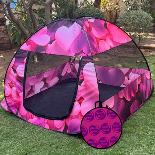 Image of Play House Foldable One Side Round Tent House for Kids Lightweight and Portable |Foldable Tent House for Kids Activity Indoor Outdoor |Play Tent House for Multi Purpose (Heart Pink)