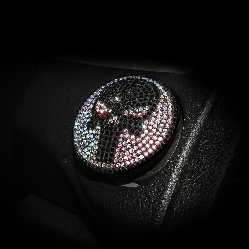 1 cubierta de interruptor de arranque de un botón de diamante de cristal, cubierta de botón de arranque de motor de automóvil, cubierta decorativa