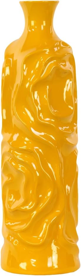 Urban Trend Collection Ceramic Decorative Mustard Yellow Cylindrical vase, Decor Center Piece for Home Decor Vase for Living Room, Table, Office Decor: 4.75"x4.75"x16.00"H