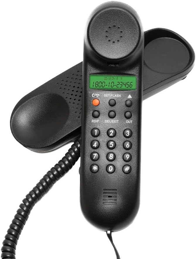 Beetel Newly Launched M25 Ultra Compact Caller ID Slim Line Corded Landline Phone,Numeric Display, Desk/Wall Mounted,12 Digit LCD,FSK/DTMF Compatible,Ringer Volume Control,LED Indication (Black M25)