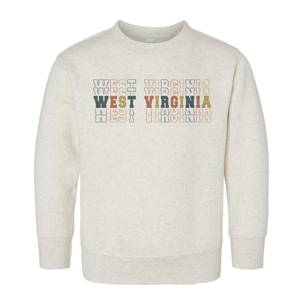 Stacked West Virginia Kids Sweatshirt Toddler 5T Natural Heather