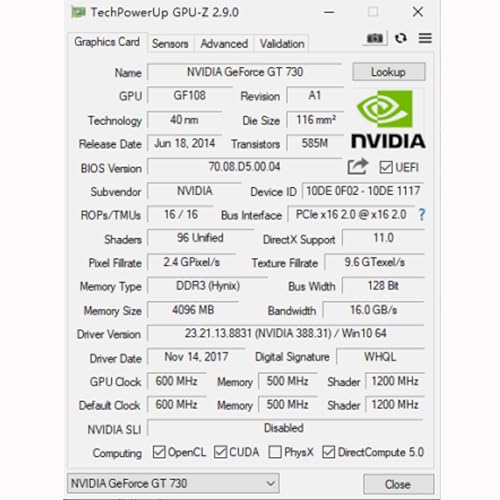 Image of Glorto GeForce GT 730 4G Low Profile Graphics Card, 2X HDMI, VGA, DDR3, PCI Express 2.0 x16, Entry Level GPU for PC, SFF and HTPC