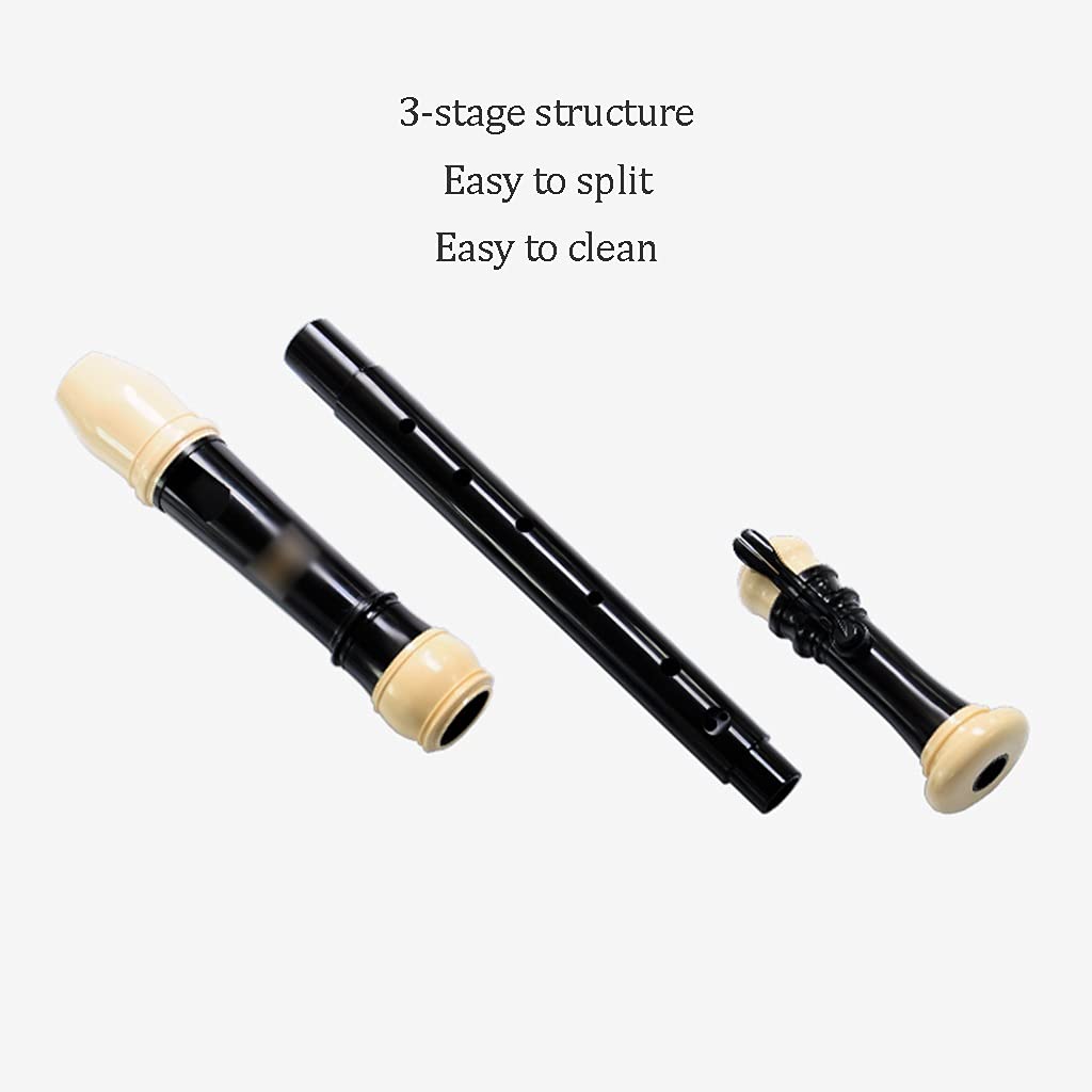 Blockflöten Blockflöte Lernen Erwachsene Erwachsene C-Taste Barock 8-Loch Blockflötensatz, Band Performance Britische Blockflöte, 5-teilig, Mit Ledertasche (Color : Black, Size : 5 Pieces)