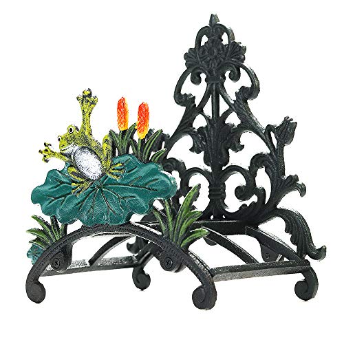 Sungmor Cast Iron Heavy Duty Garden Hose Holder - Decorative Hand-Painted Frog Wall