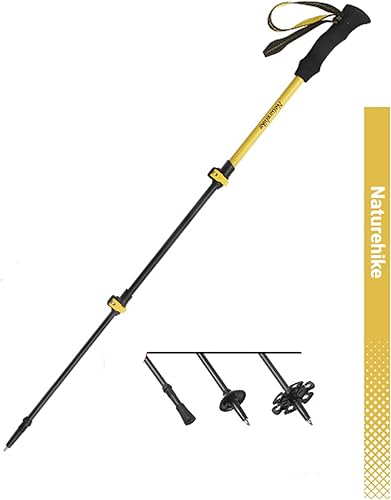 Miniatura 14 de Naturehike - Bastón de trekking de fibra de carbono 3K plegable y telescópico de 3 secciones ultraligero para mujeres y hombres, bastón de Negro
