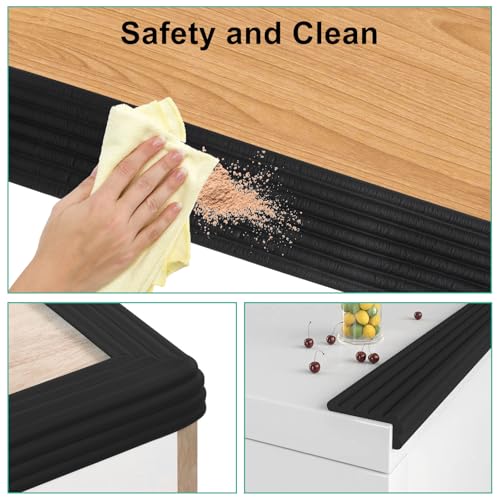 Image of 6.56ft x 2 Rolls Corner Protector Baby, Self Adhesive Baby Proofing Corner Guards Widen Edge Protector, Desk Edge Cushion, Furniture Table Covers Safety Bumper (Black)