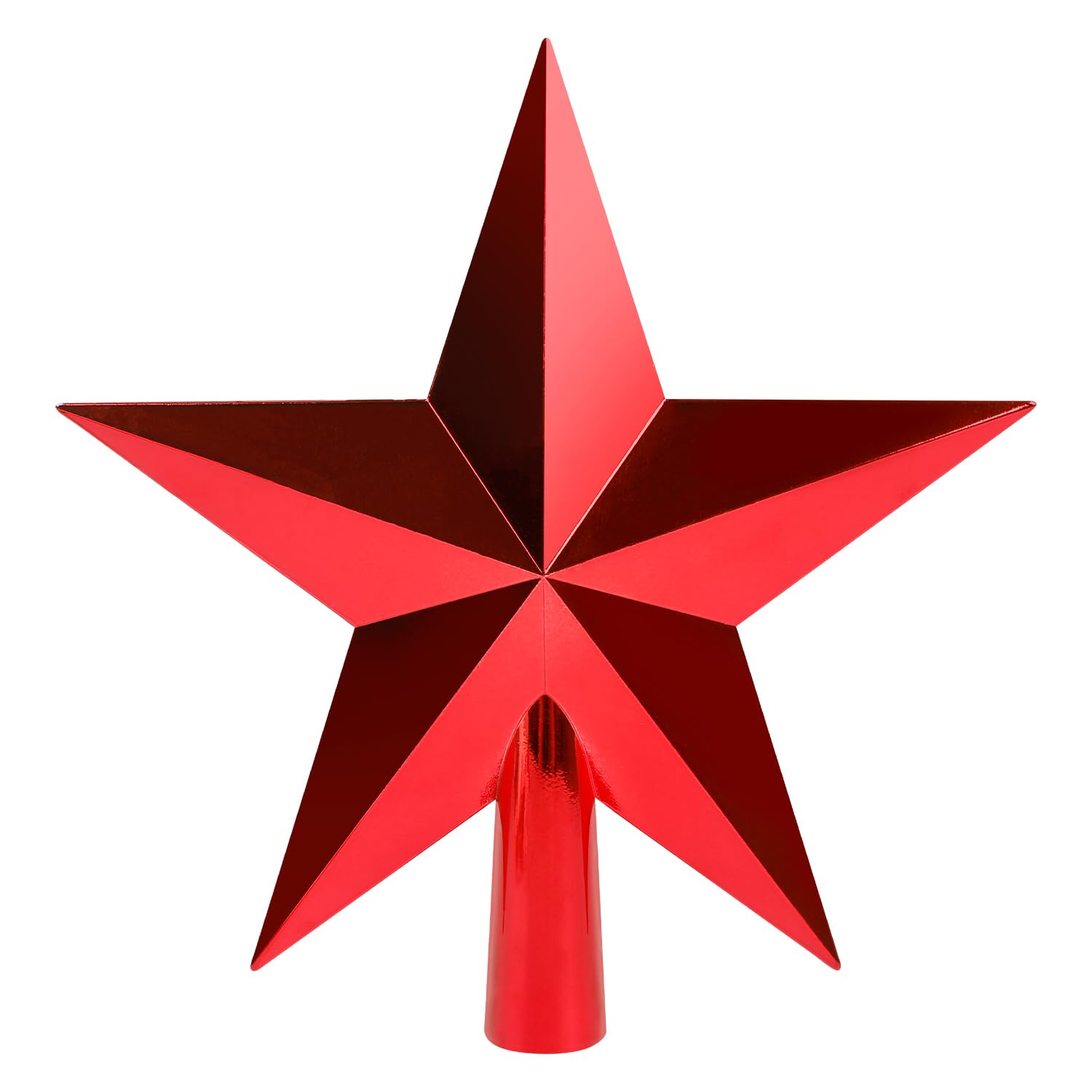 Veylin Red Christmas Tree Toppers Tree Star Topper, 20 Cm Hard Plastic Xmas Trees Toppers For Holiday Decoration
