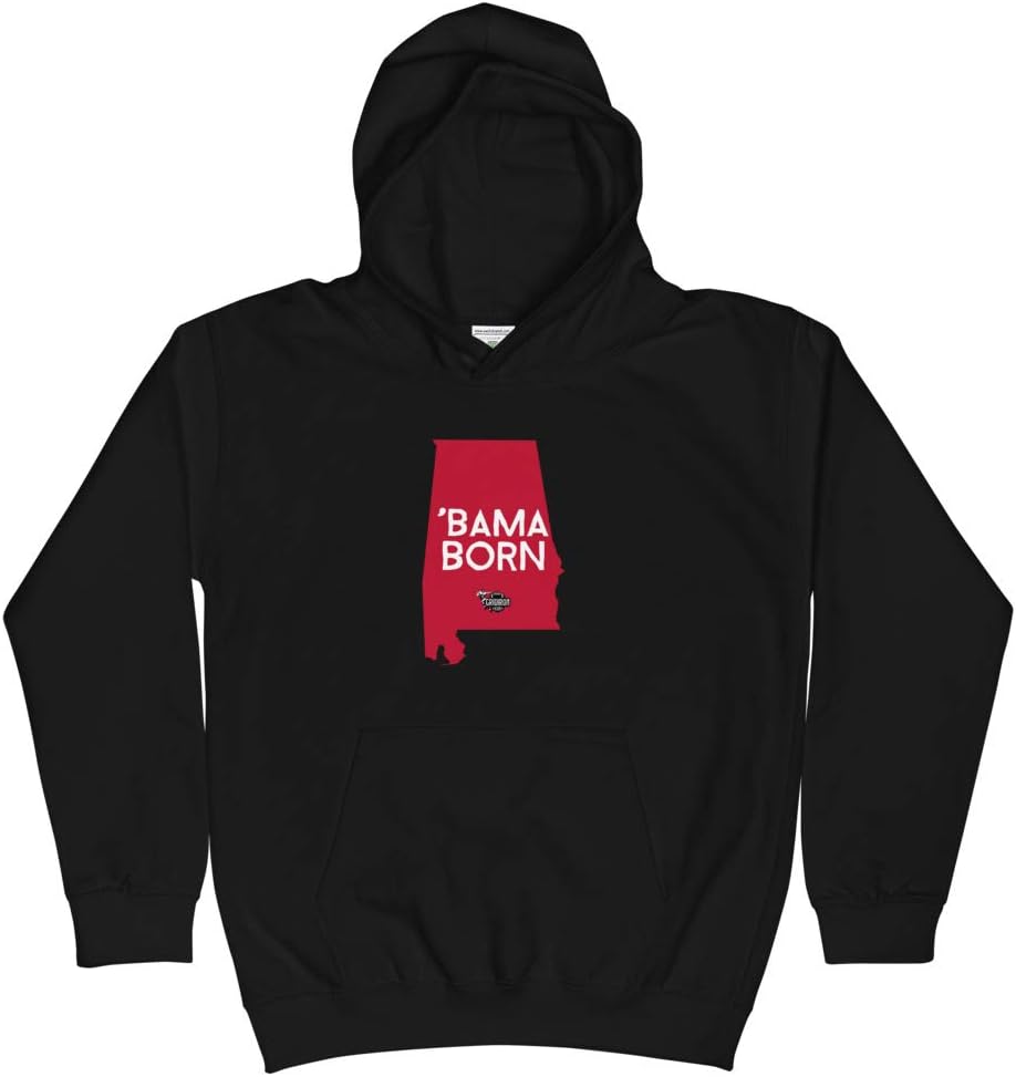 Alabama Born Football Kids Hoodie Jet Black