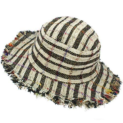 Chapeau de soleil en chanvre LOUDelephant noir et blanc taille unique chapeau été femme et homme