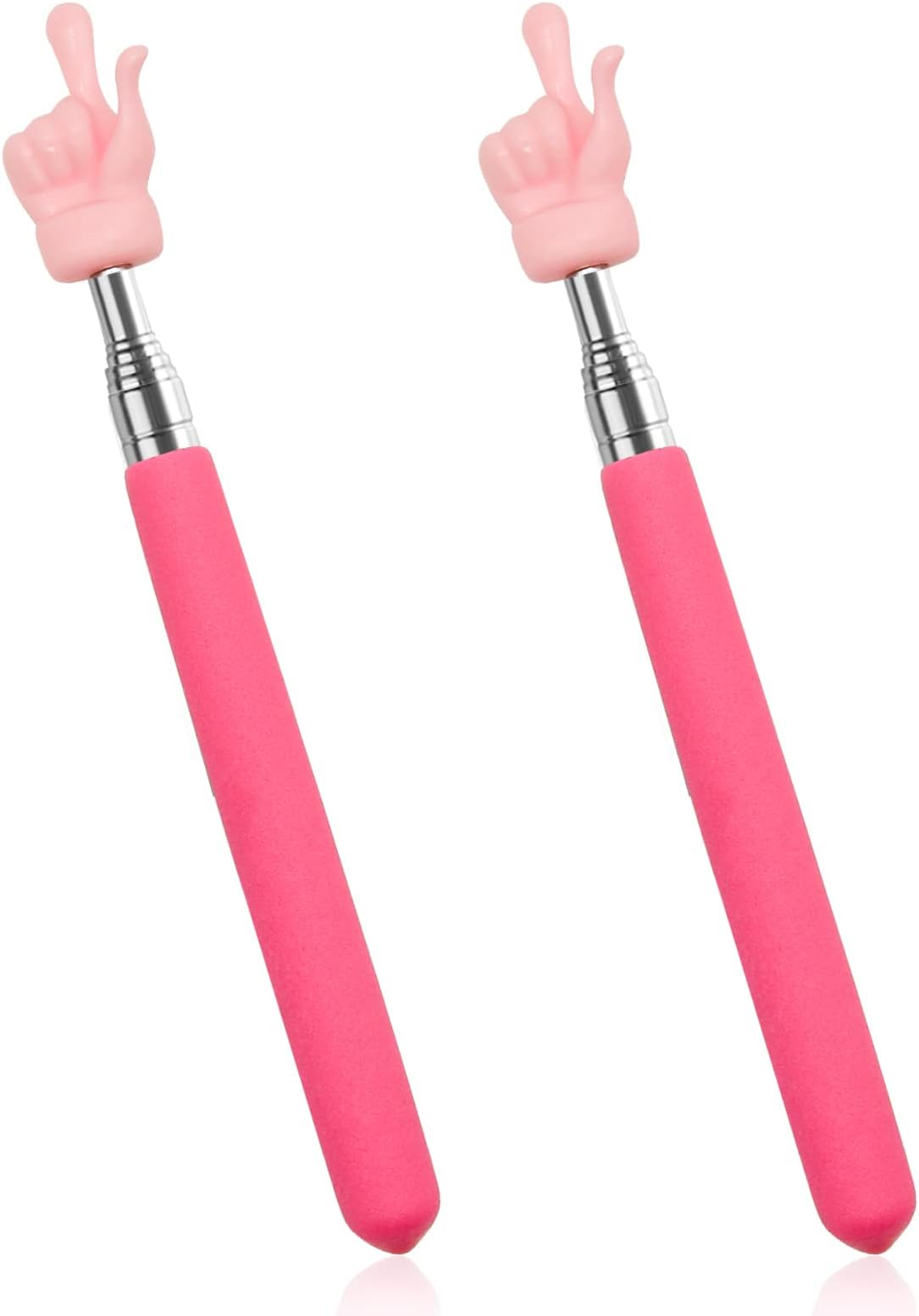 2 Pcs Extendable Teachers Pointer for Classroom, Telescopic Hand Pointer Finger Pointer Stick, Mini Retractable Classroom Pointer for Elementary Kindergarten Teacher, Classroom Supplies(Rose Red)