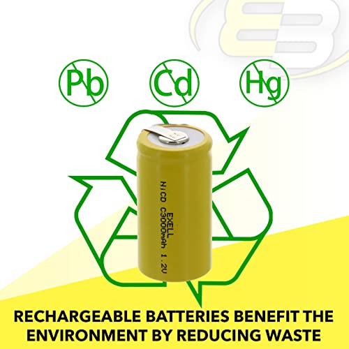 Exell C Size 1.2V 3000Mah Nicd Rechargeable Battery With Tabs For Data Testing Devices, Instruments/Equipment, Electric Tools And Toys, Portable Monitors #TOP5