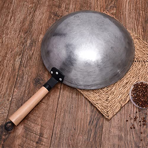 Wok de hierro sin recubrimiento artesanal para cocina a gas miniatura 4