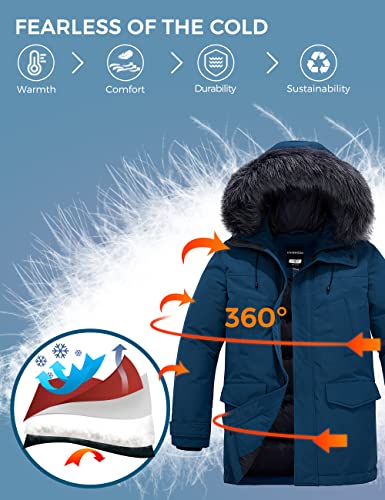 Chin·moon Men's Winter Jacket Waterproof Warm Down Alternative Coat(Blue S) #TOP3