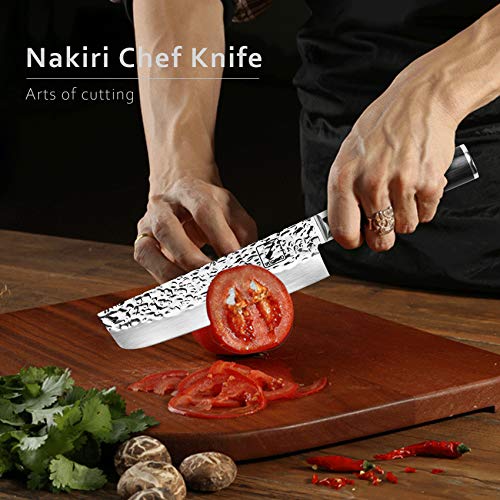Nakiri Knife - imarku Nakiri Chef Knife 7 Inch High Carbon German Stainless Steel Nakiri Vegetable Knife, Multipurpose Asian Nakiri Vegetable Knife for Kitchen with Ergonomic Handle - Thumbnail 2