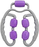 マッサージローラー ふくらはぎ 美脚 むくみ 解消 12ローラー 筋膜リリース 筋膜ローラー 手持ち挟む式筋膜 深部組織マッスルローラーマッサージャー 脚用 足浮腫み取り セルライト除去 循環用 筋肉用 パープル 5ローラー