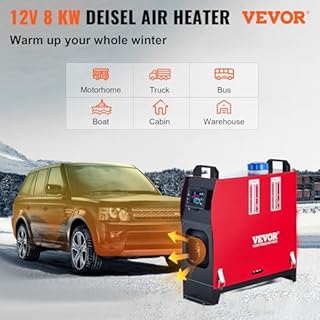 VEVOR Diesel Heater 12V Diesel Air Heater Muffler 8KW Diesel Air Heater with Remote Control & LCD Thermostat Monitor for Car Trucks Motor-Home Boat and Bus