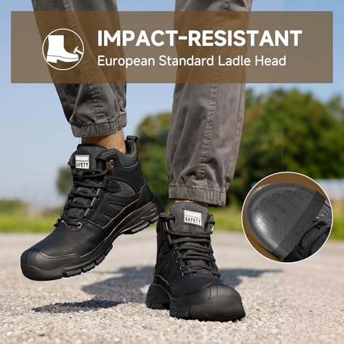 Image of Steel Toe Boots for Men Indestructible High Top Work Shoes for Men Comfortable Safety Shoes Puncture Proof Hiking Construction Shoes Botas de Trabajo para Hombre